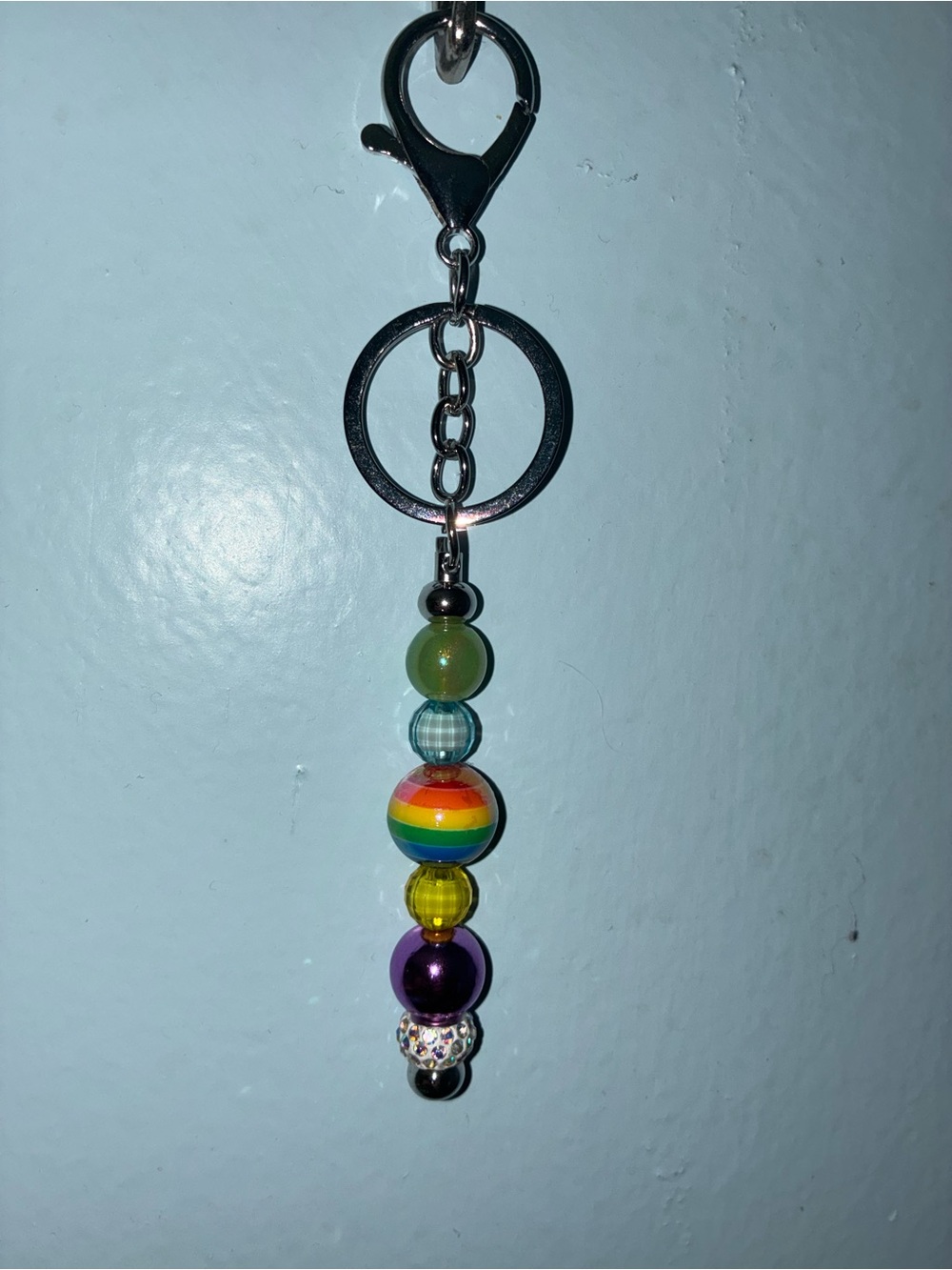 Sugar’s Handcrafted Creations 
Beaded Keychain Bag Charm - Rainbow/Pride